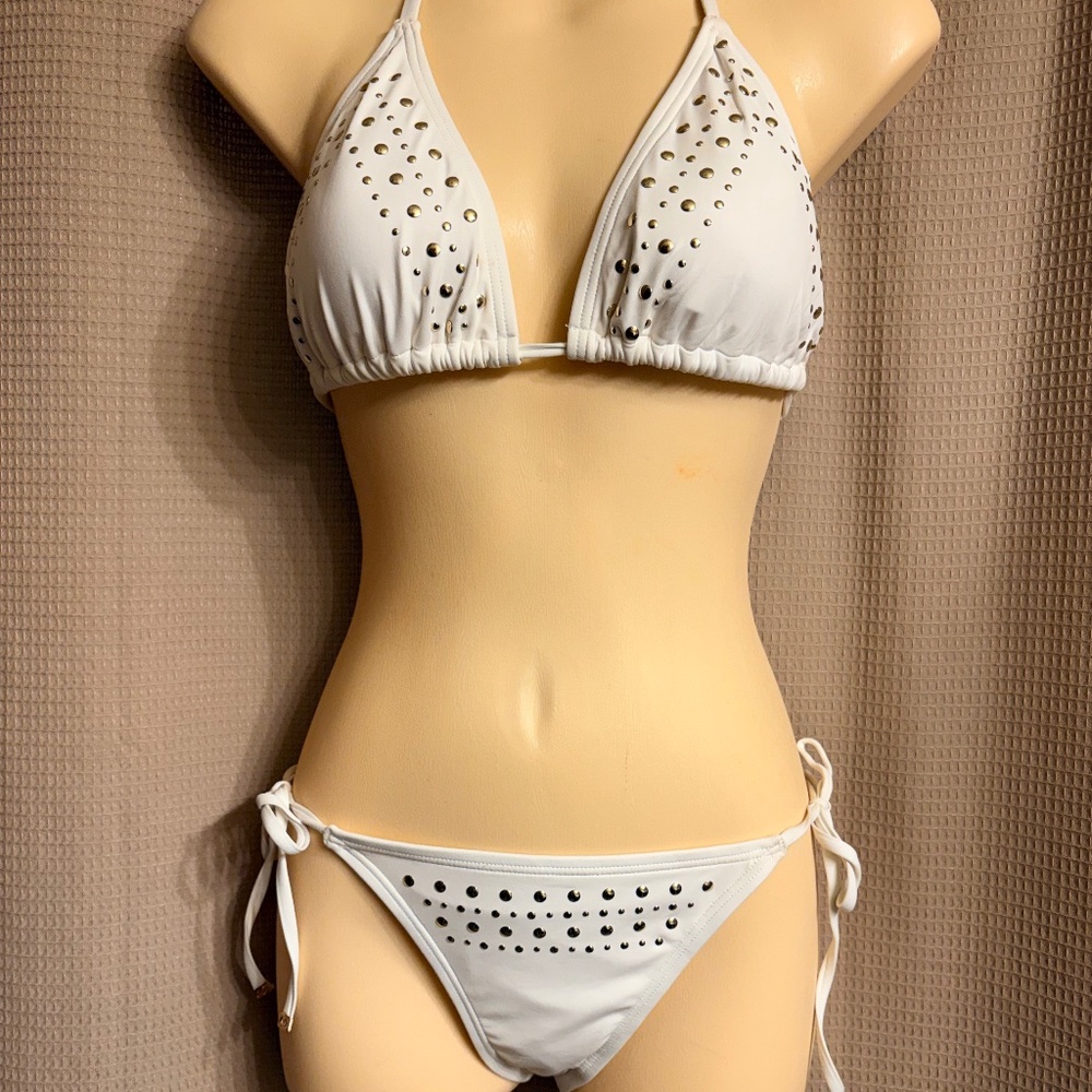 Michael Koss White Bikini Swim Wear Women's Bottom-XS Top-M